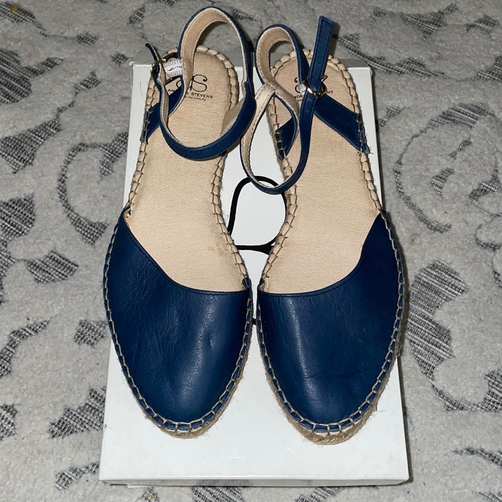 New Navy Leather Espadrilles